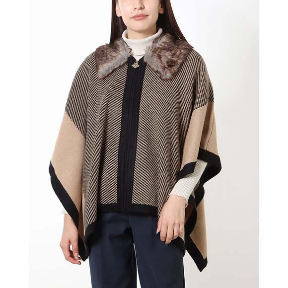 New Anne Klein Detachable Faux Fur-Trimmed Zip-Up sweater Poncho $159 2X/3X - Picture 9 of 12